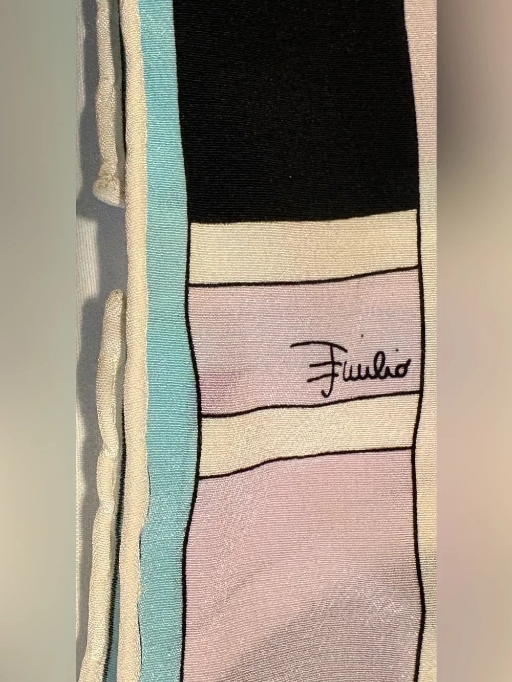 Emilio Pucci Vintage Geometric Silk Scarf 12.5”x 51”